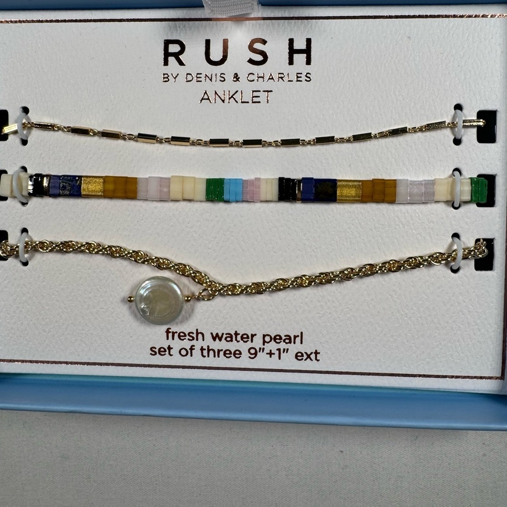 NIB Rush by Denis & Charles Gold and Multicolor Anklet summer boho concert beach